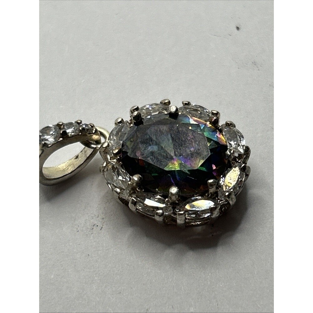 Women's 925 Sterling Silver Mystic Topaz round Cut Pendant - Picture 7 of 7